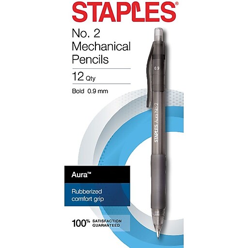 Staples Aura Mechanical Pencil, 0.9mm, 2 Medium Lead, Dozen (50441