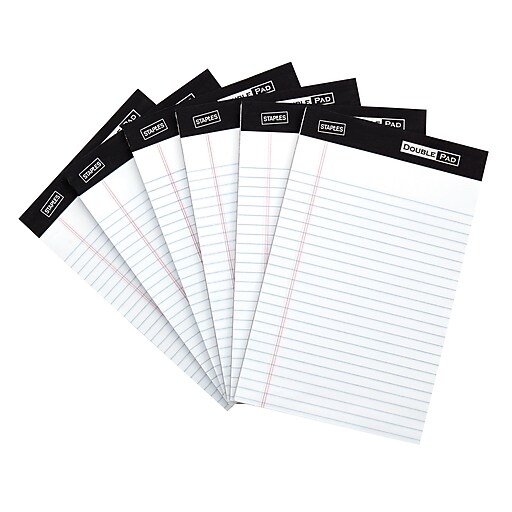 Staples 5" x 8" Double Pad, White, Narrow Ruled, 6/Pack (13770) Staples