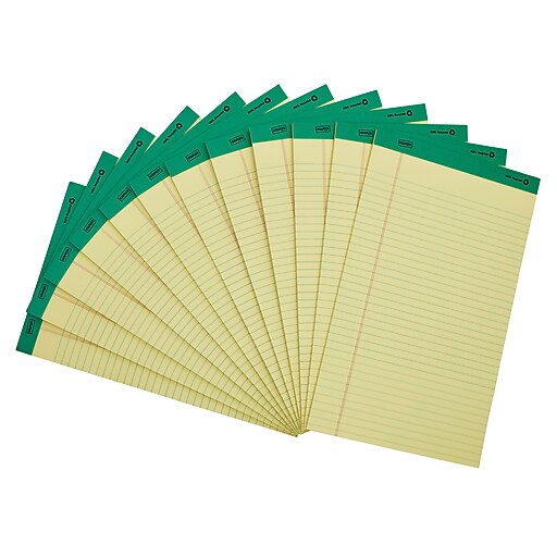 Staples Recycled Legal Pads, 81/2" x 14", Legal Ruled, Canary, 50