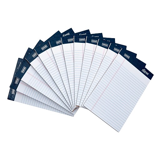 Signa® 5" x 8", White, Perforated Notepads, Narrow Ruled, 12/Pack Staples