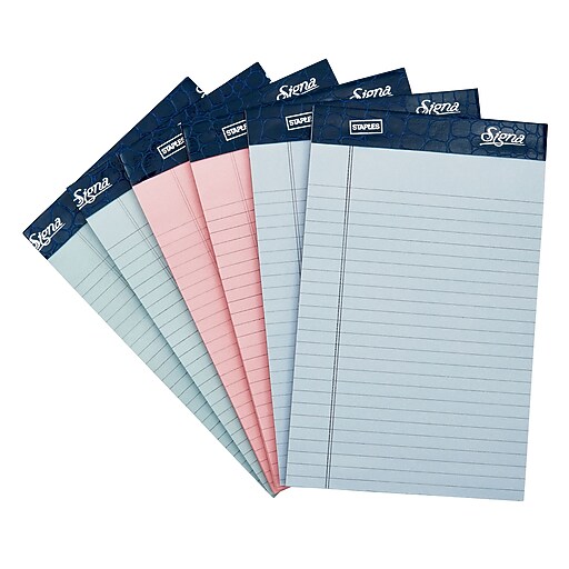Staples® Signa 5" x 8" Narrow Ruled Notepads, 50 Assorted Pastel Sheets