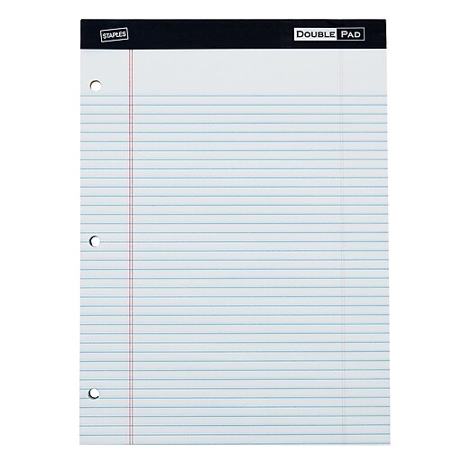 Staples® 3Hole Double Pad, White, Narrow Ruled, Each Staples