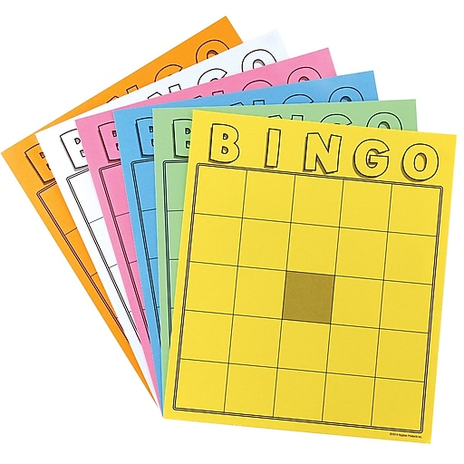 Blank Bingo Cards, Assorted Colors Staples
