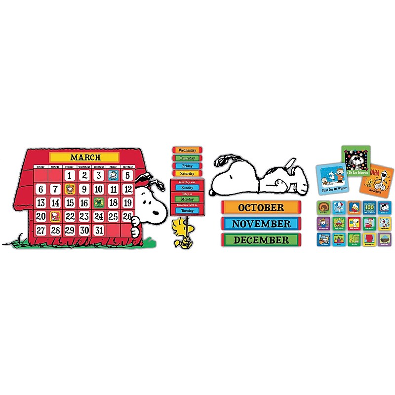 Eureka Peanuts Calendar Bulletin Board Set, 110 Pieces/Set (EU-847152) image 1