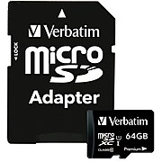 Verbatim 64GB Premium microSDXC, UHS-I V10 U1 Class 10, Memory Card with Adapter (44084)