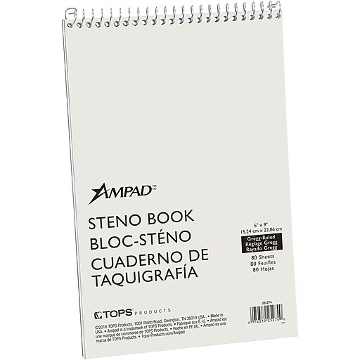 Ampad Steno Books, 6" x 9", Gregg Ruled, Greentint, 80 Sheets/Pad, 72