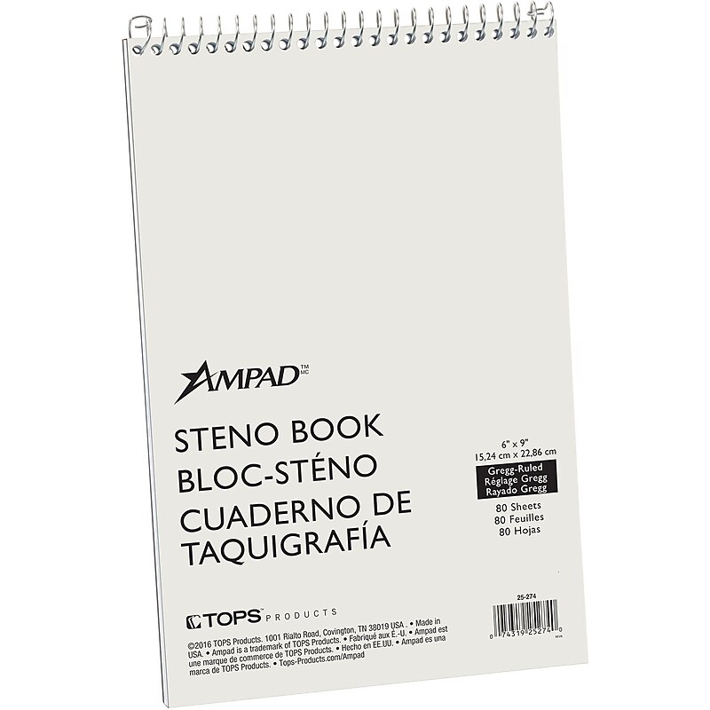 Ampad Steno Books, 6" x 9", Gregg Ruled, Greentint, 80 Sheets/Pad, 72 Pads/Carton (25-274) image 1