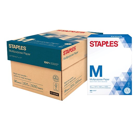 Staples® Multipurpose Paper, 8 1/2" x 11", Case Staples