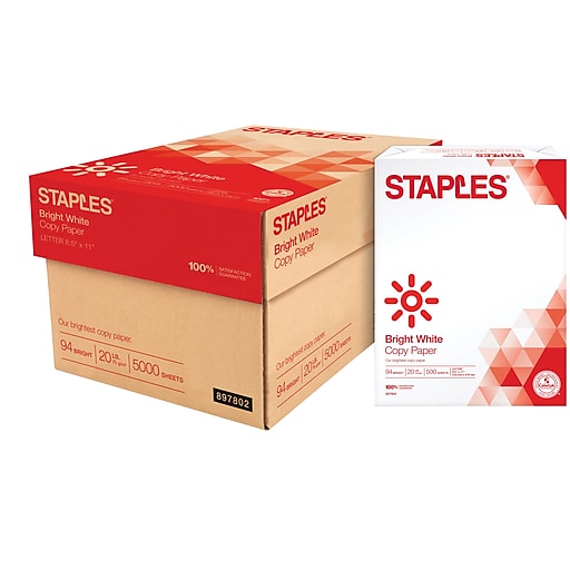 Staples Staples Multipurpose Copy Fax Laser Inkjet Printer Paper, 8 1/2  Inch X 11 Letter Size, 20 Lb. Density, 96 Bright White, Acid Free, 2 Reams