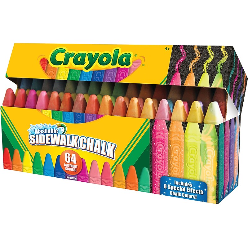 Crayola Ultimate Washable Sidewalk Chalk, Assorted Colors, 64/Box (51-2064) image 1