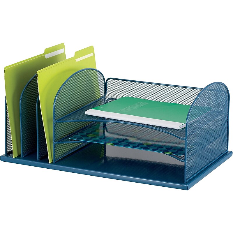 Safco Onyx 3 Horizontal, 3 Upright Section Desk Organizer, Blue (3254BU) image 1