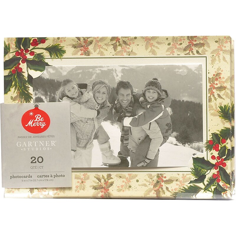 Gartner Studios, Painterly Holly Photocard, 5" x 7", 20 Pack (64723) image 1