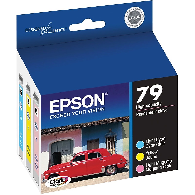 Epson T79 Light Cyan/Yellow/Light Magenta High Yield Ink Cartridge, 3/Pack image 1