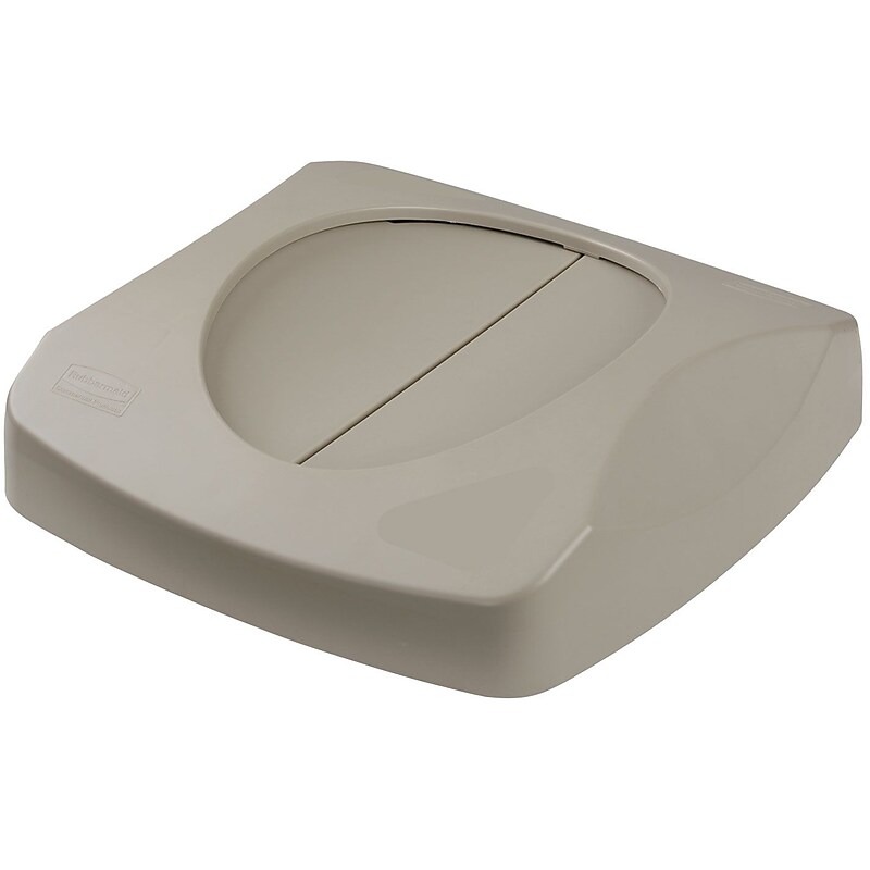 Rubbermaid® Untouchable® Waste Container Lids, Square, Swing Top, Grey, Fits 23-Gallon Containers image 1