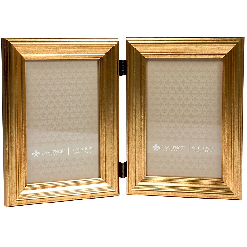 Lawrence Frames 4x6 Hinged Double Sutter Burnished Gold Picture Frame image 1