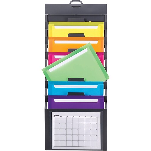 Smead® Cascading Wall Organizer, Gray with Bright Pockets (SMD92060