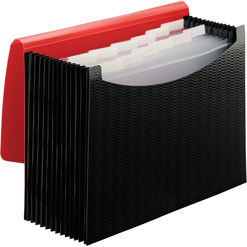 Smead Plastic Accordian File, 12 Pockets, Letter Size, Red/Black (70866) image 1