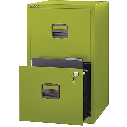 Bisley Two Drawer Steel Home Or Office Filing Cabinet Green Letter A4 File2 Gr