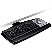 3M™ Keyboard Tray, Knob to Adjust Height and Tilt, Wood Platform with Gel Wrist Rest, Mouse Pad, 17" Track, Black (AKT60LE)