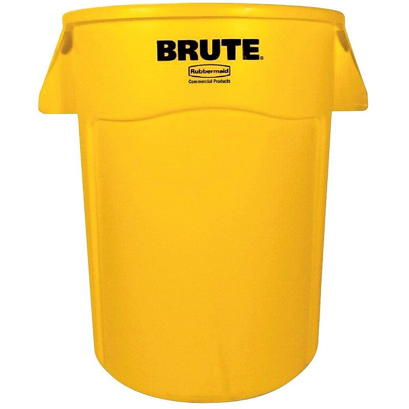 Rubbermaid Round Brute Trash Can Container w/Venting Channels, Yellow, 44 gallon image 1