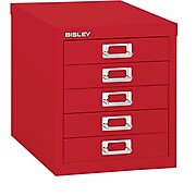 Bisley Five Drawer Steel Multidrawer, Red, Letter/A4 (MD5-RD)