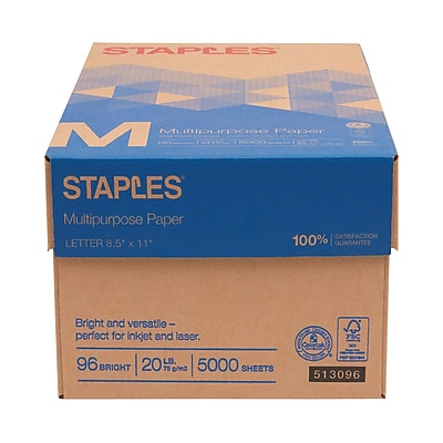 Staples® Multipurpose Paper, 8 1/2" x 11", Case