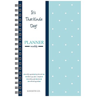 Kahootie Co Weekly Planner, 6" x 9", Teal Polka Dot (ITKWTPD)