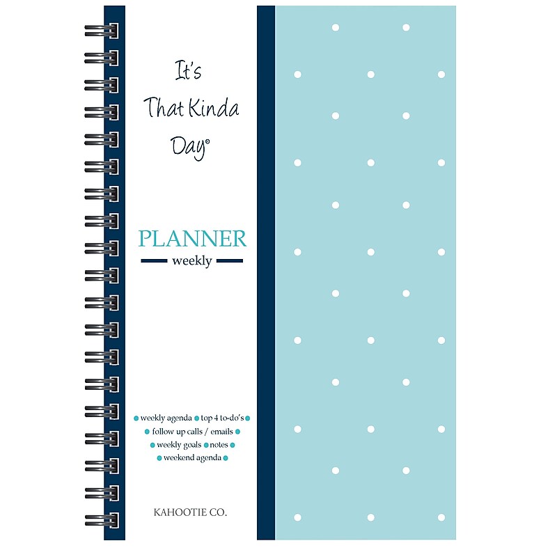 Kahootie Co Weekly Planner, 6" x 9", Teal Polka Dot (ITKWTPD) image 1