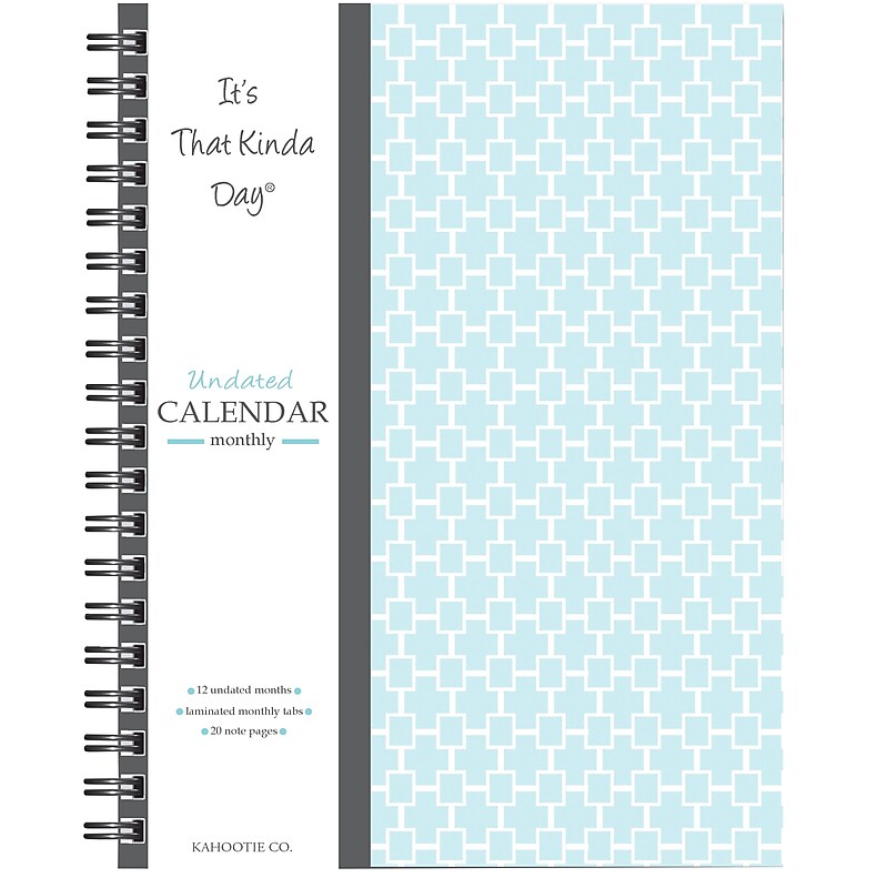 Kahootie Co Undated Monthly Calendar, 9" x 11.5", Teal Design (ITKCTD) image 1
