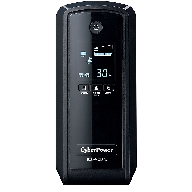 CyberPower PFC Sinewave Series 1000VA UPS, 10-Outlets, Black (CP1000PFCLCD) image 1