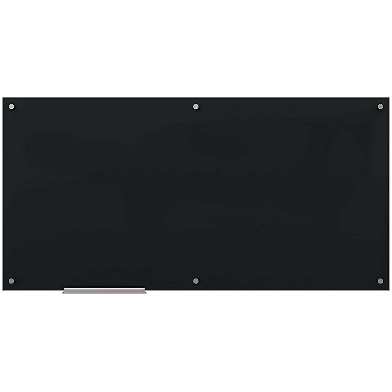 U Brands Glass Dry Erase Board, 70" x 35", Black Surface, Frameless (172U00-01) image 1