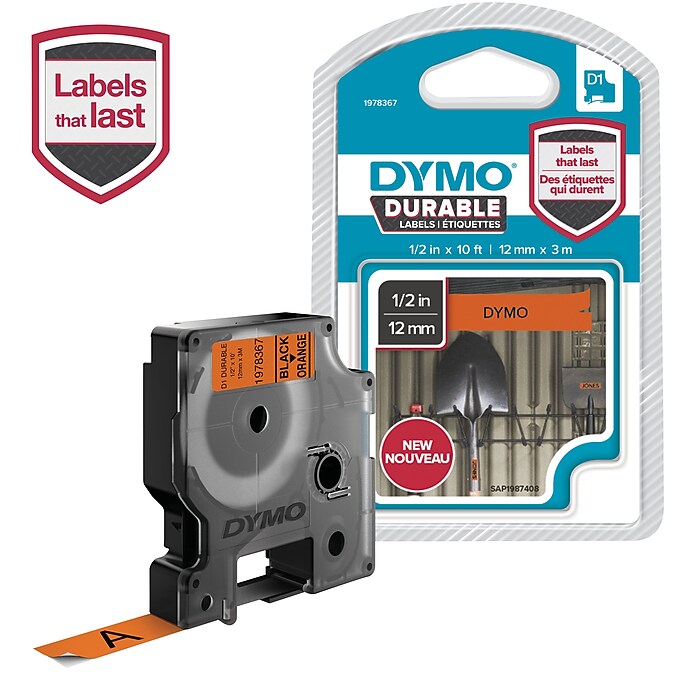 DYMO D1 1978367 Label Maker Tape, 1/2