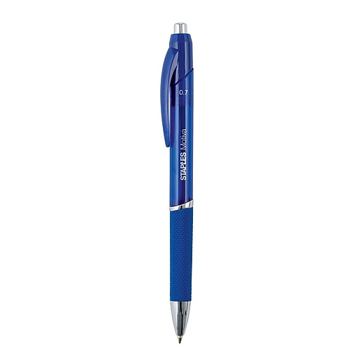 Staples Motiva™ Advanced Ink Retractable Ballpoint Pens, Fine, Blue, 12