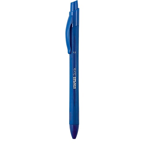 Staples® Sonix® Ballpoint Retractable Pens Bold 1.2mm Blue 12pk [50808