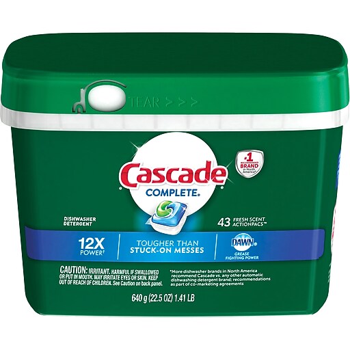 Cascade® Complete™ ActionPacs™ Dishwasher Detergent, Fresh Scent, 43
