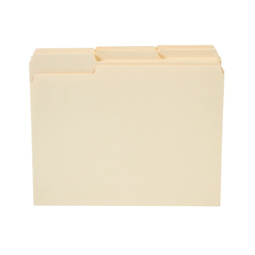 Staples® Manila File Folders, Letter, 3 Tab, Assorted Position, 100/Box Staples