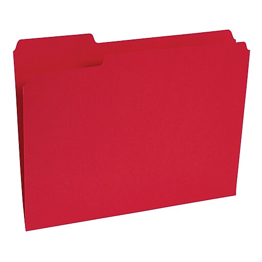 Staples® Colored TopTab File Folders, 3 Tab, Red, Letter Size, 100