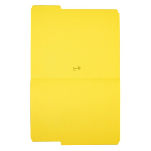 Staples® Colored TopTab File Folders, 3 Tab, Yellow, Letter Size, 100