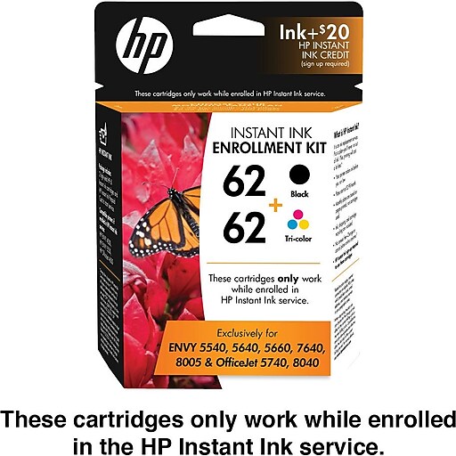 HP 62 Black/Tricolor Instant Ink Enrollment Kit (T6N14AN), 2PACK at