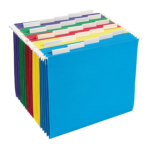 Staples® Bright Colored Hanging File Folders, 5Tab, Letter, Assorted Colors, 25/Box (875411