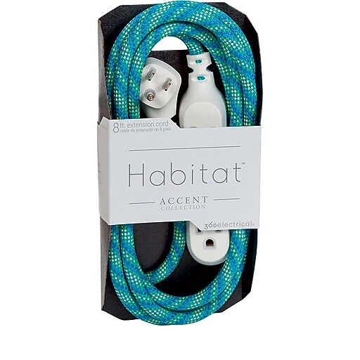 360 Electrical Habitat Braided 8' Extension Cord, 3Outlet, Multicolor