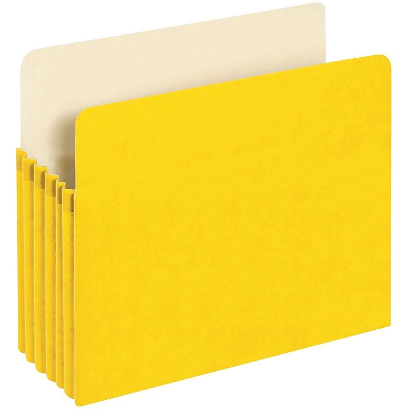 Pendaflex 10% Recycled Reinforced File Pocket, 5 1/4" Expansion, Letter Size, Yellow (2366396) image 1