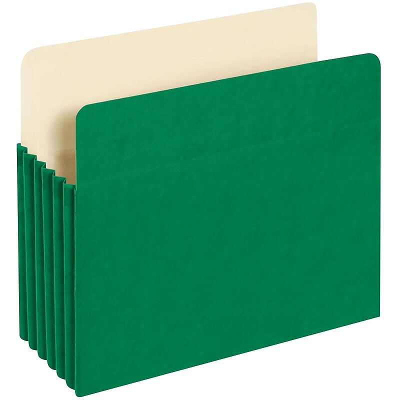 Pendaflex 10% Recycled Reinforced File Pocket, 5 1/4" Expansion, Letter Size, Green (2366397) image 1