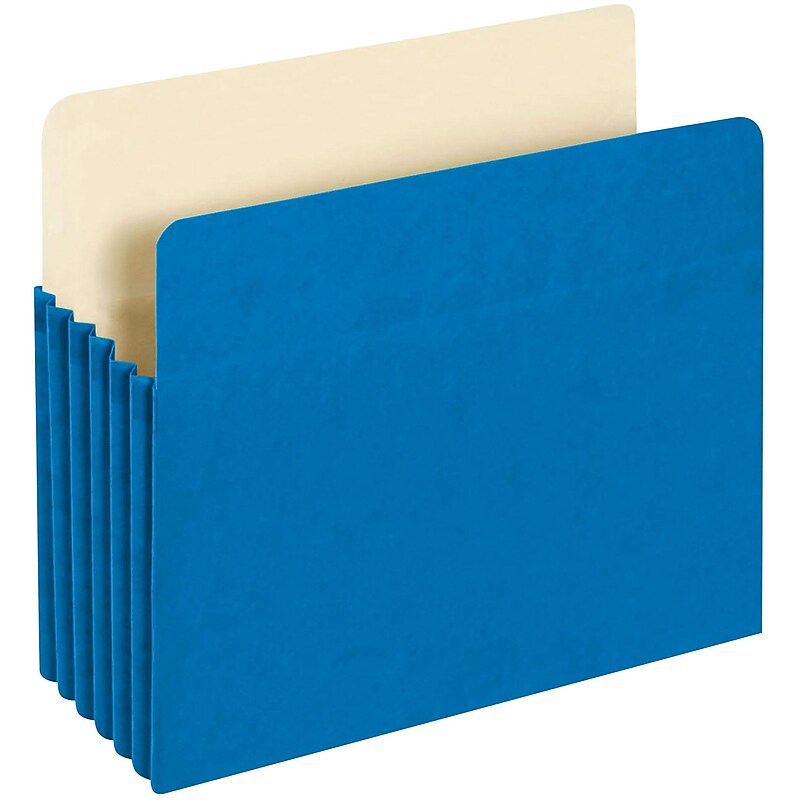 Pendaflex 10% Recycled Reinforced File Pocket, 5 1/4" Expansion, Letter Size, Blue (2371146) image 1