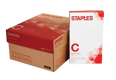 Staples 8.5" x 14" Copy Paper 20 lbs. 92 Brightness 500/Ream 10 Reams/CT 221193