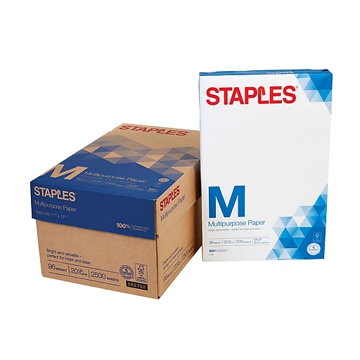 Staples Multipurpose Paper, 8.5 x 11, 22 lbs., Bright White, 500