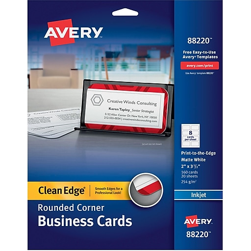 Clean Edge Inkjet Business Cards White Round Edge 2 X 3