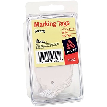 100 pcs White Gift Marking Tags Strung Price Labels 7/8 x 1 1/4 