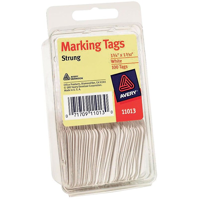 Avery Blank Marking Tags, 1 3/4" x 1 3/32", White, 100/Box (11013/44666) image 1