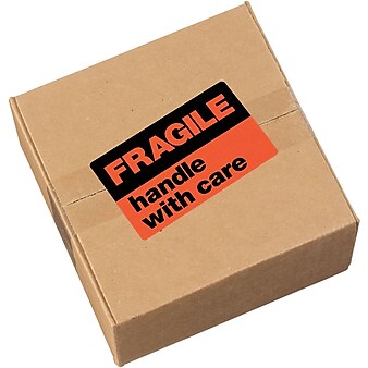 Avery "Fragile Handle with Care" Shipping Labels, Black/Neon Red, 3"H x 5"W, 40/Pk